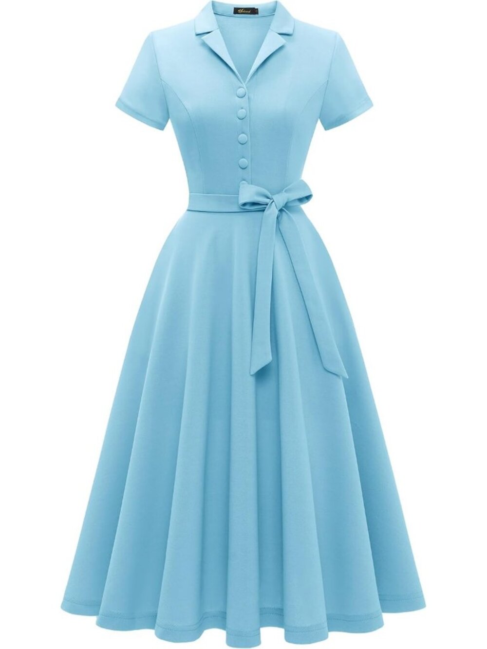 Wedtrend Women's Short Sleeve Cocktail Party Dress Work Church Dress -Blue